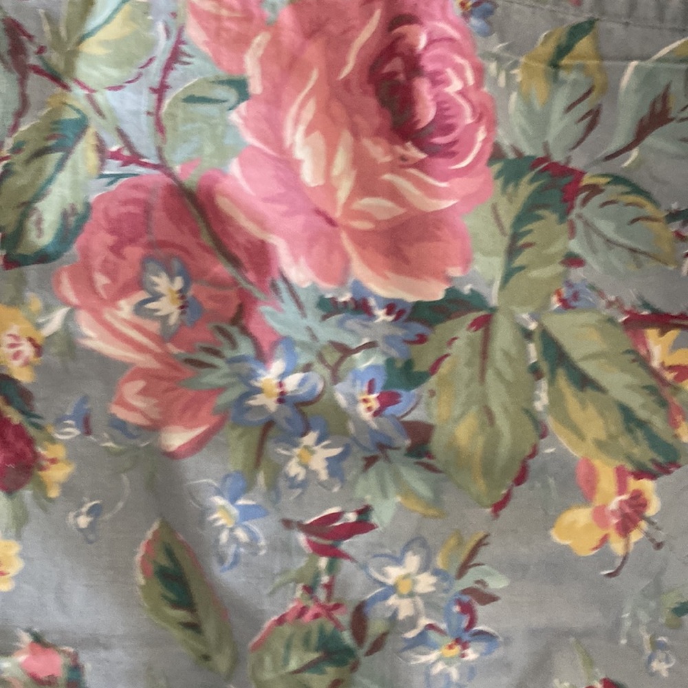 Ralph Lauren Charlotte Sage Green Floral queen ruffled flat sheet